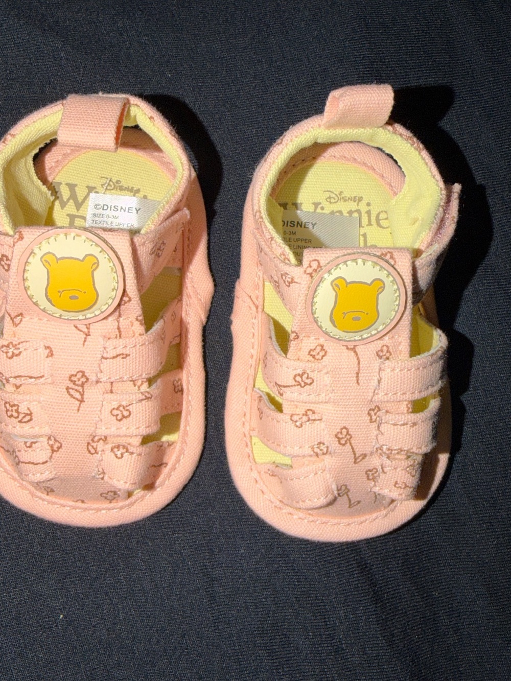 Disney Pink Winnie the Pooh Baby Sandals with Yellow Insole